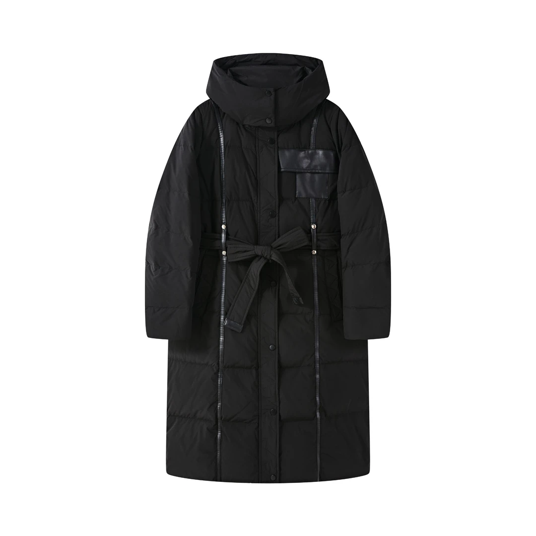 【晨雾白瓷】可溯源安心90白鹅绒 中长款拼皮高定鹅绒服