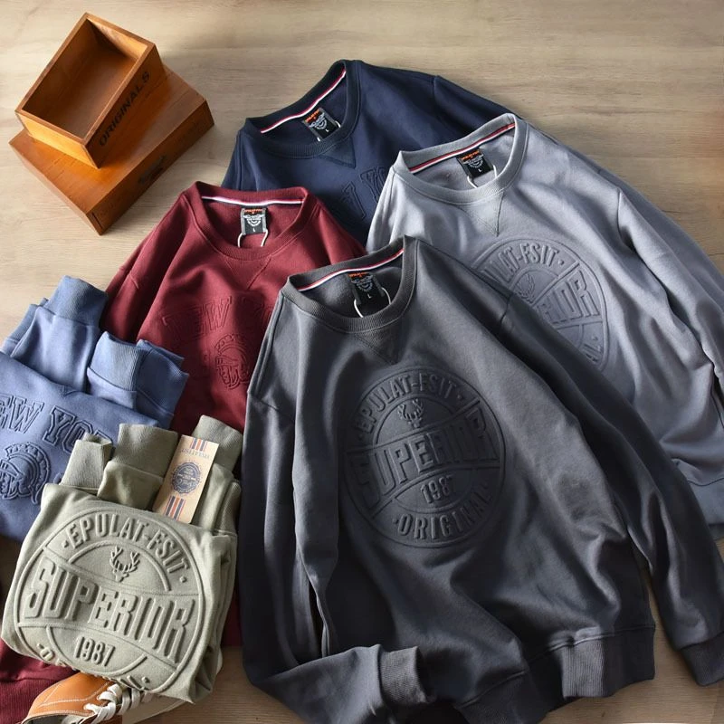 重磅潮牌 纯棉3D立体印花套头卫衣男 百搭休闲宽松运动情侣外套