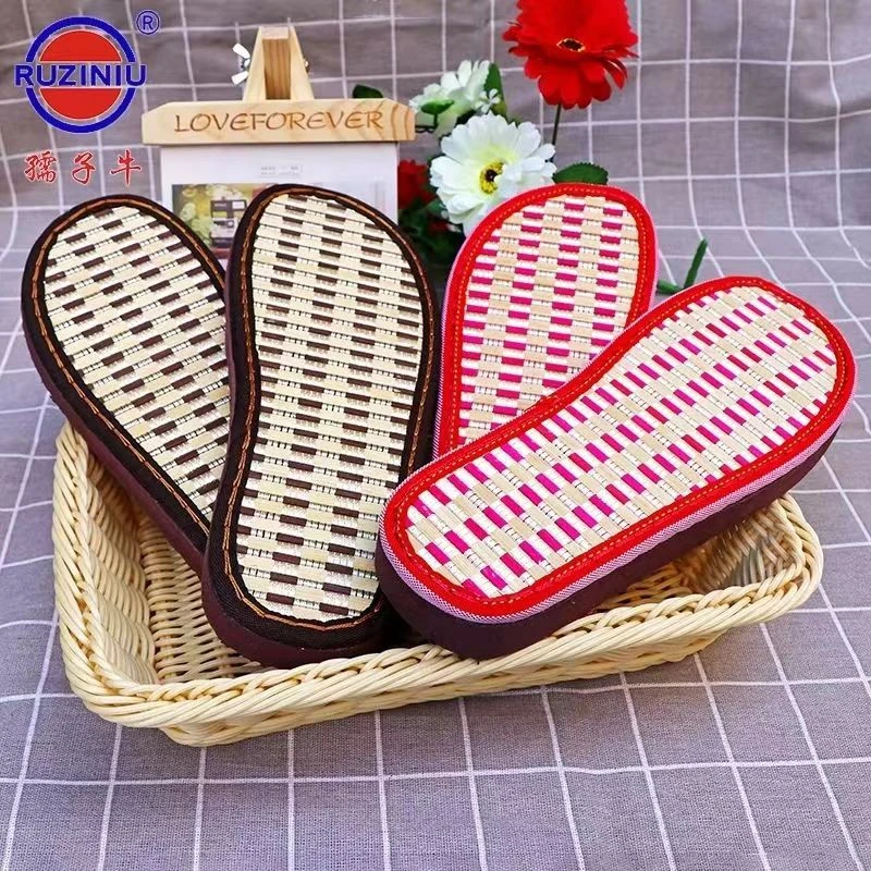 孺子牛夏天防滑吸汗亚麻透气竹凉拖鞋底子手工编织勾鞋鞋底