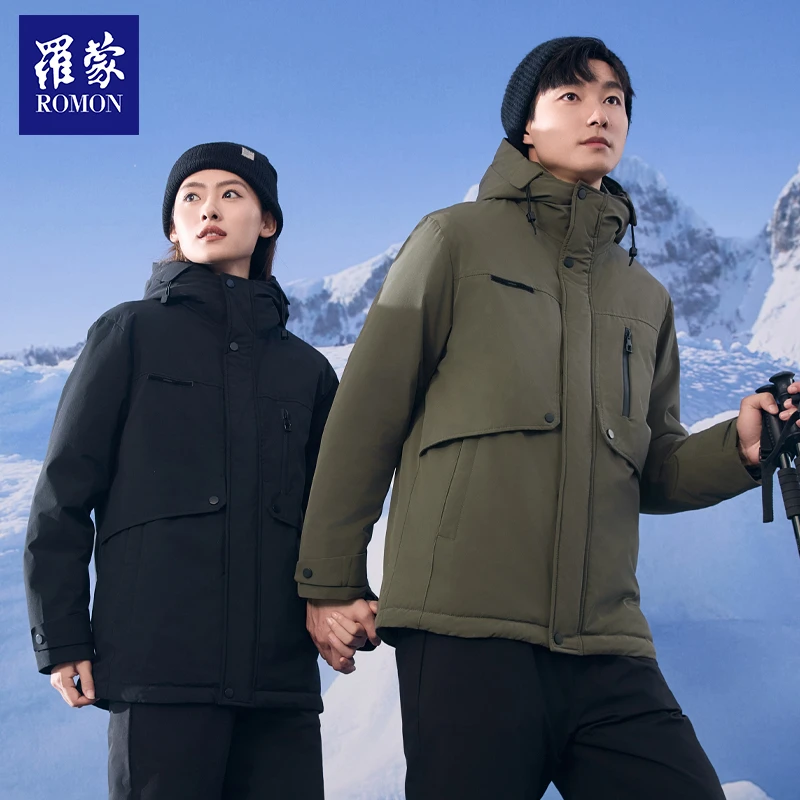 【QPTY】罗蒙冬季新款男女同款户外连帽羽绒服YR319020