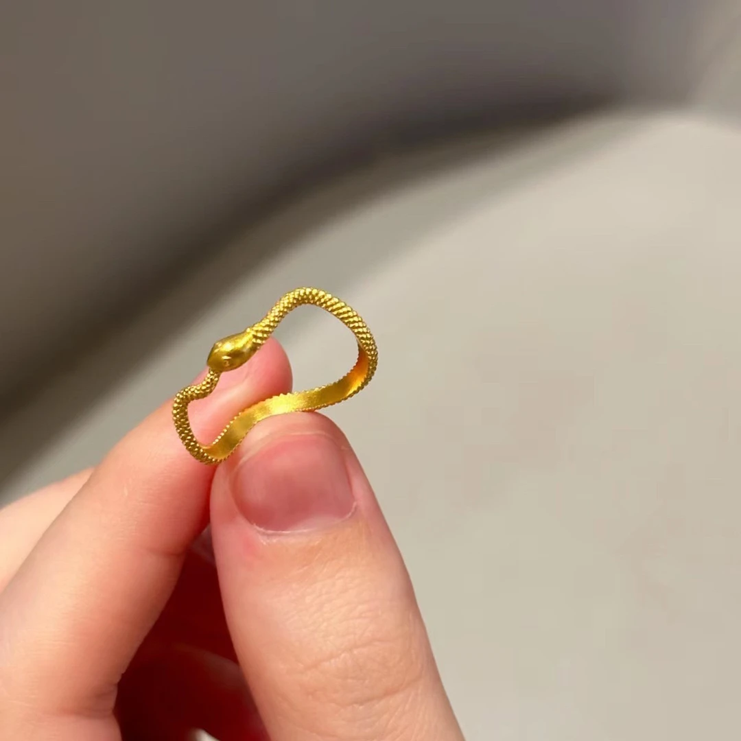 铜合金戒指 金色小灵蛇戒指女个性配饰尾戒小众设计潮ins指环女
