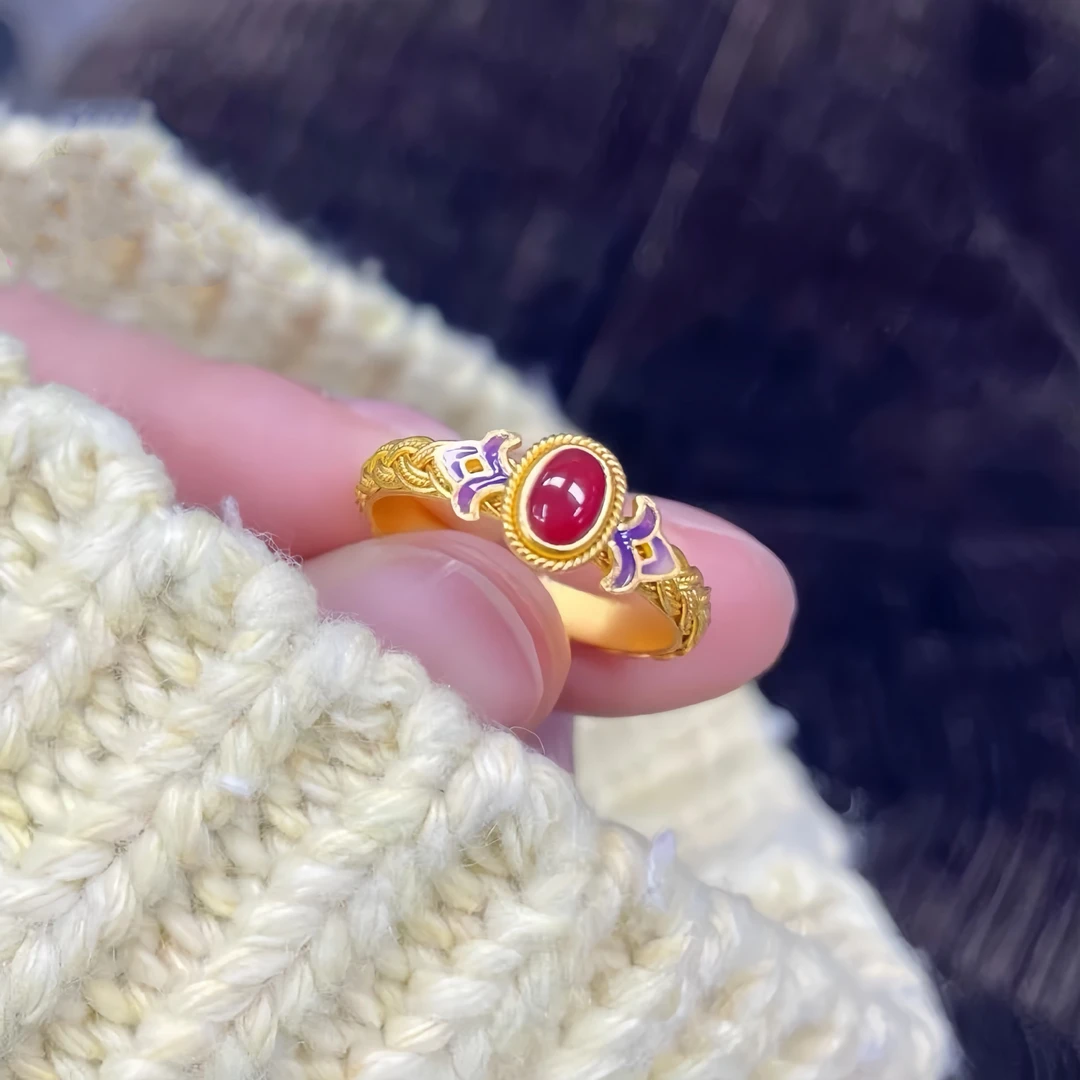 铜合金戒指 精品花丝凤鸢戒指开口可调节气质女