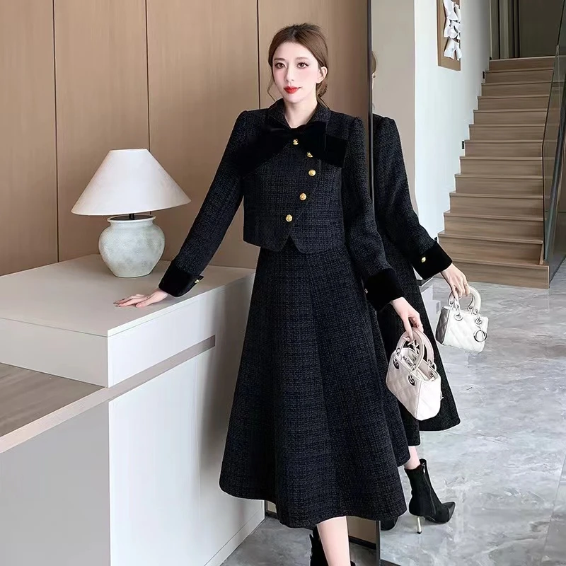 2024年新款秋冬小香风套装时尚气质高级显瘦女外套加棉小香风