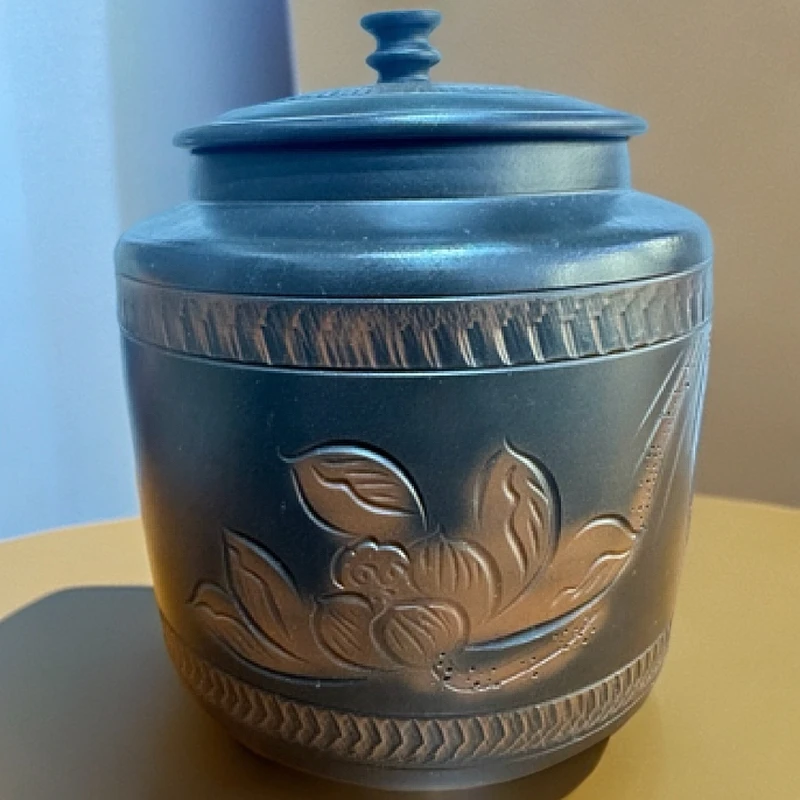 茶缸 线雕 500g 建水陈文紫陶