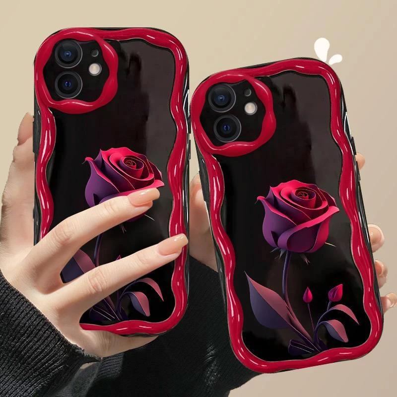 适用于苹果11暗红玫瑰网红手机壳奶油创意全包硅胶软壳女款防摔