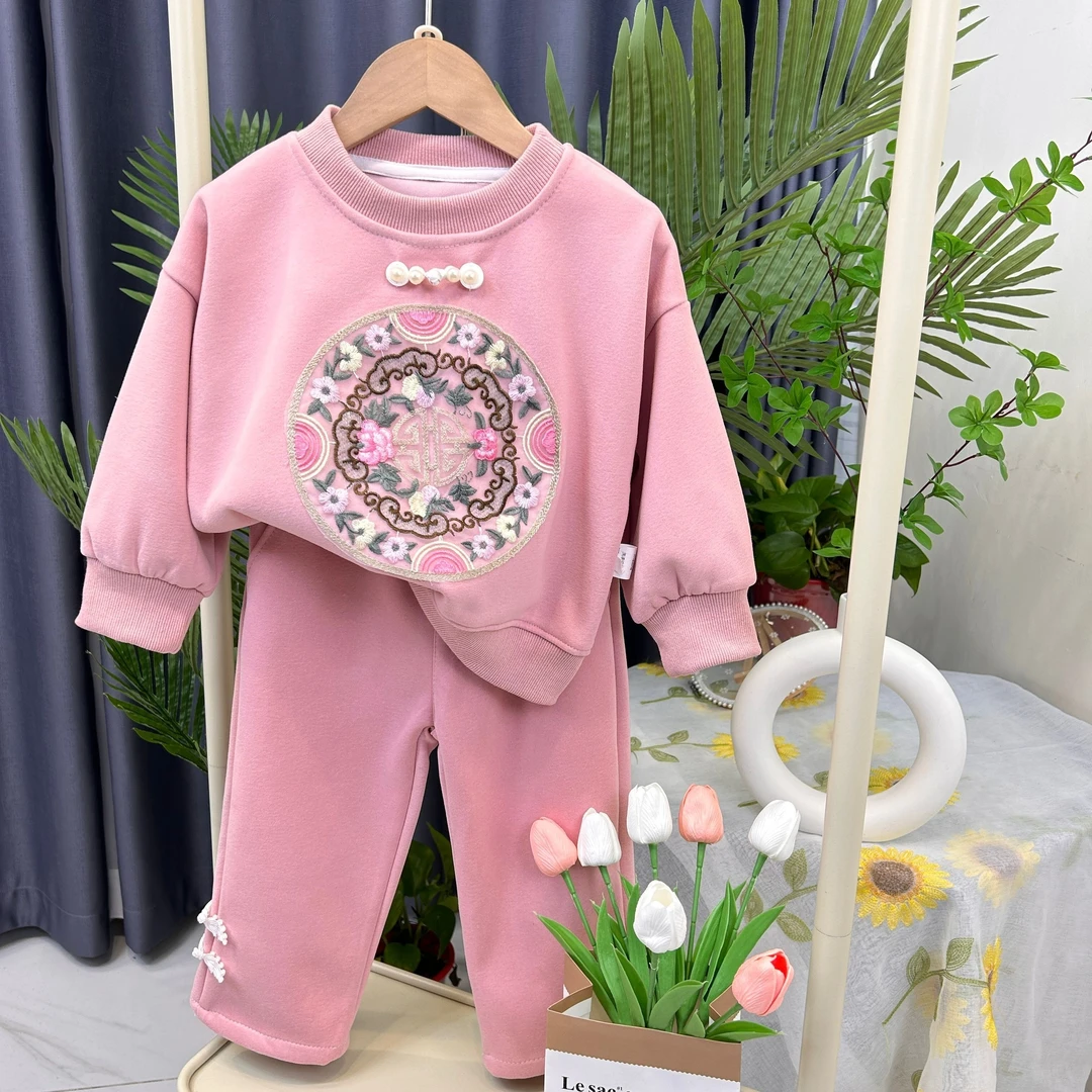 女童新中式卫衣套装春季新款【中国风】女宝宝洋气网红卫裤两件套