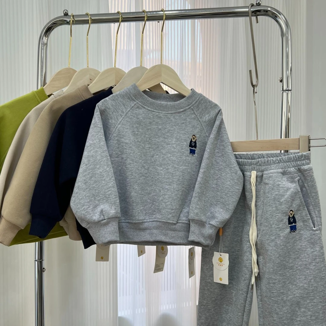 儿童运动套装【刺绣小熊】春秋新款刺绣休闲两件套百搭时尚套装