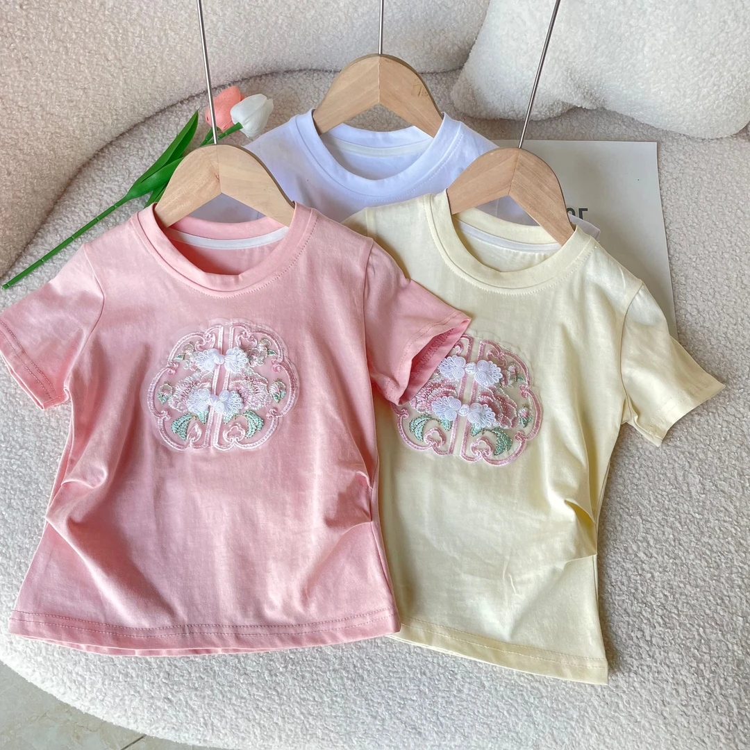 女童夏季中式短袖T恤【彩虹糖】时尚新款修身国风汉服女孩短袖上衣