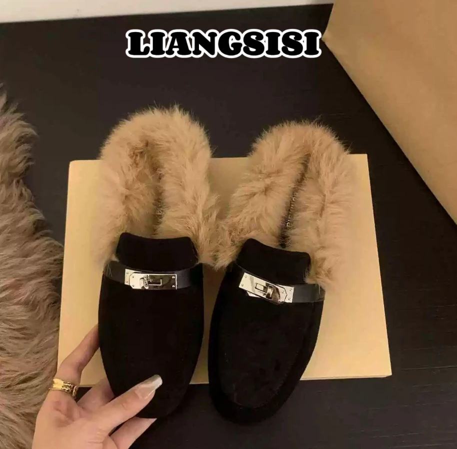 凯丽毛毛鞋-真皮保暖穆勒鞋【孤品不补差价】-B-06