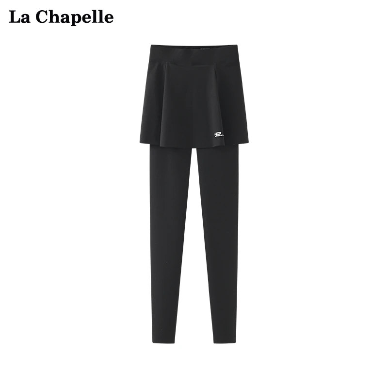 拉夏贝尔LaChapelle鲨鱼裤加绒打底裙裤女修身假两件小脚裤秋季