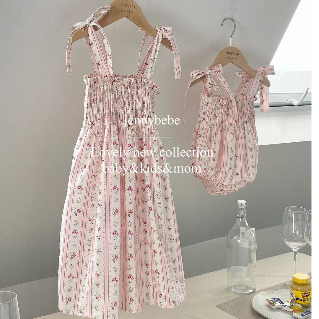 珍妮大青仓无袖{jennybebe}23新ins风女宝碎花连体哈衣包屁爬服