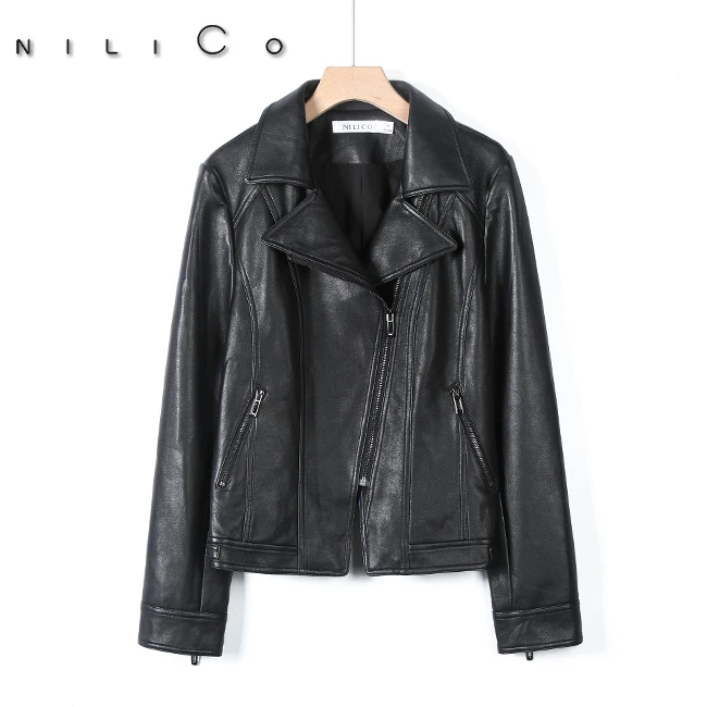 NILICO【风度翩翩】时尚修身机车外套百搭显瘦黑色休闲秋季时尚女士