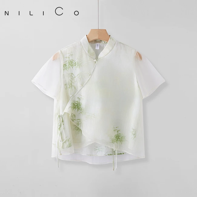 NILICO“节节高升”国风丝滑套装时尚百搭休闲新中式国风高端套装