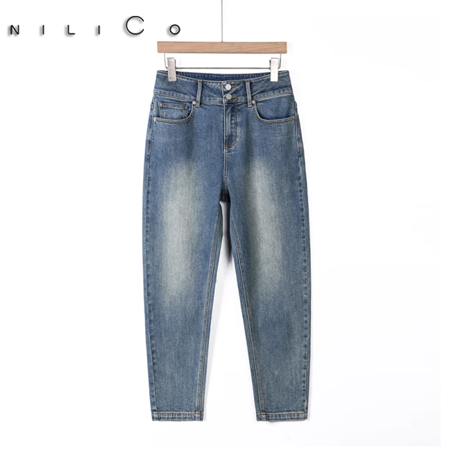 NILICO“捡漏”复古色百搭镰刀牛仔裤休闲水洗时尚弹力牛仔秋季秋冬