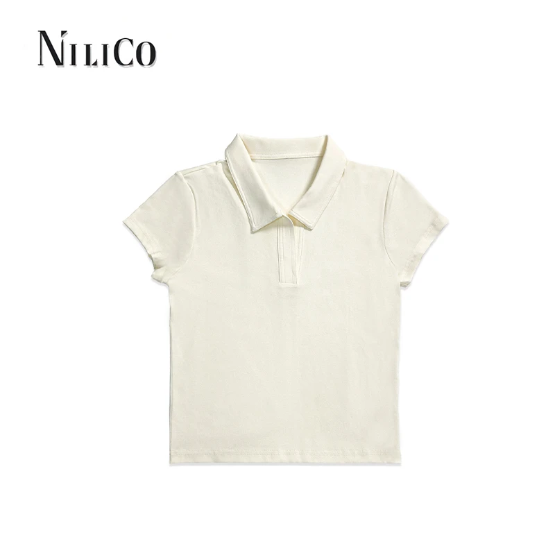 NILICO【网球少女】Polo领经典短袖莫奈花园风轻奢盛夏百搭时尚