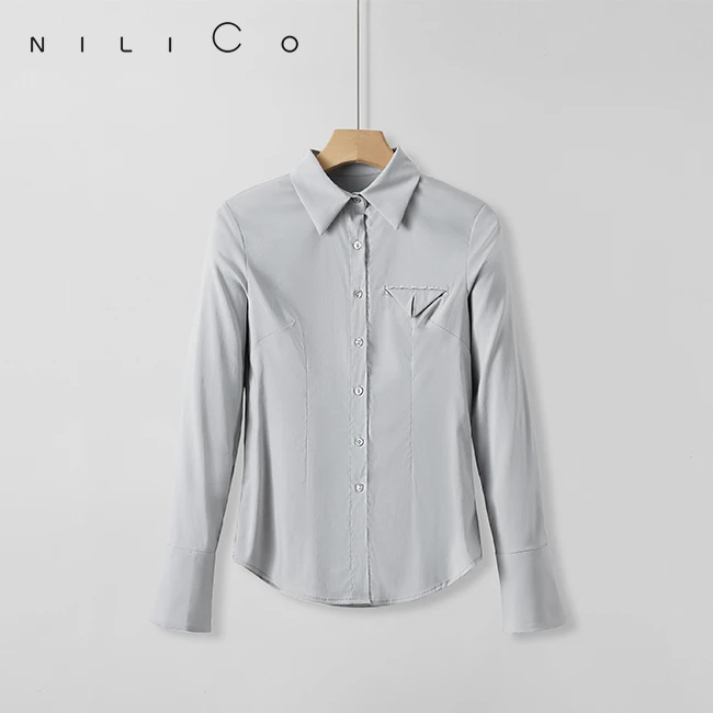 NILICO细节控设计感衬衫夏季气质女士休闲时尚轻奢舒适质感夏季