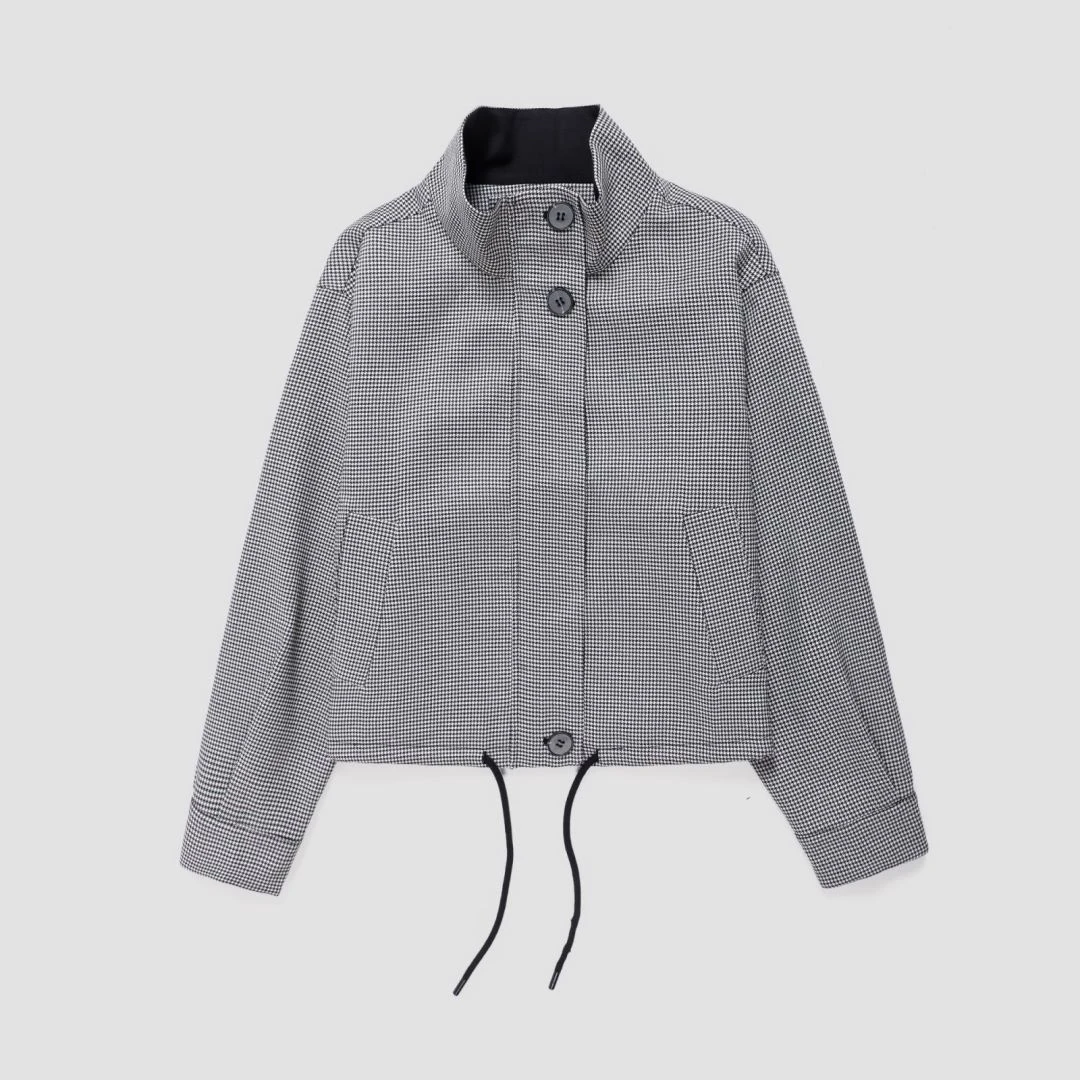 NILICO【千鸟格】立体格纹下摆系带夹克外套薄荷曼波时尚春秋百搭