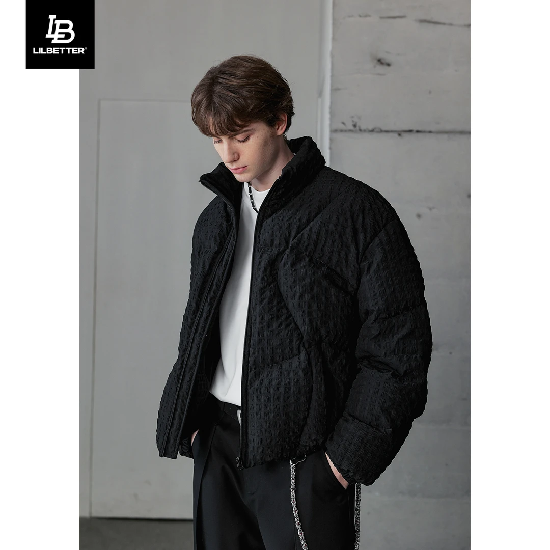 Lilbetter绒感保暖半高领设计感羽绒服2024冬季新款肌理感面包服