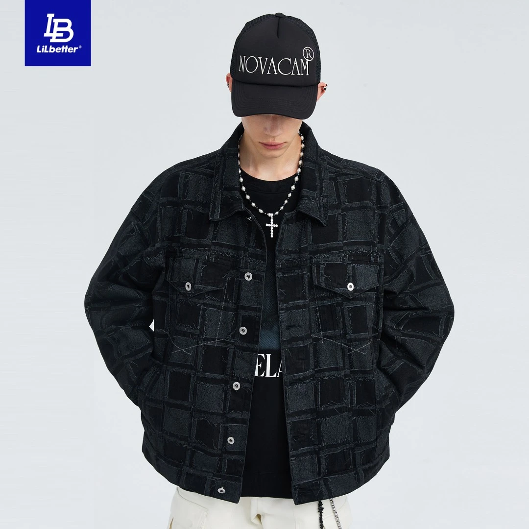 Lilbetter夹克男秋季新款2022男装潮牌印花牛仔百搭复古高级外套