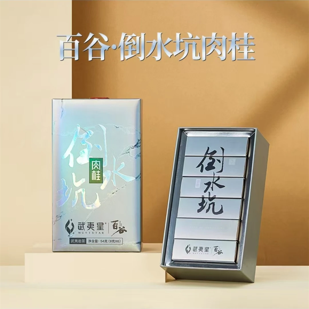 武夷星山场盛筵百谷银装倒水坑肉桂54克6泡福建武夷岩茶礼盒礼袋