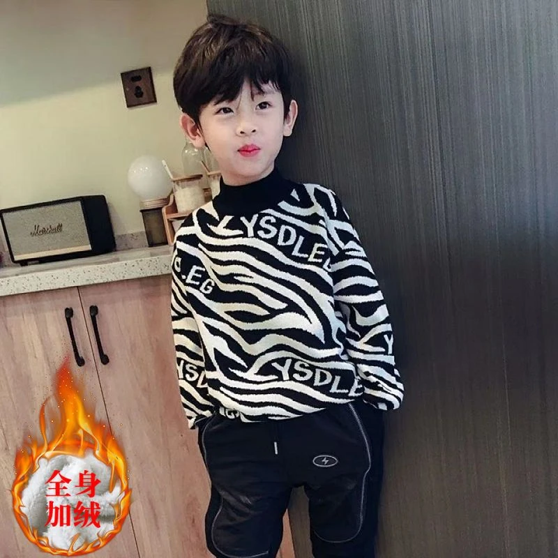 儿童装男童冬装加厚毛衣2023新款中大童男孩秋冬款套头洋气韩版潮