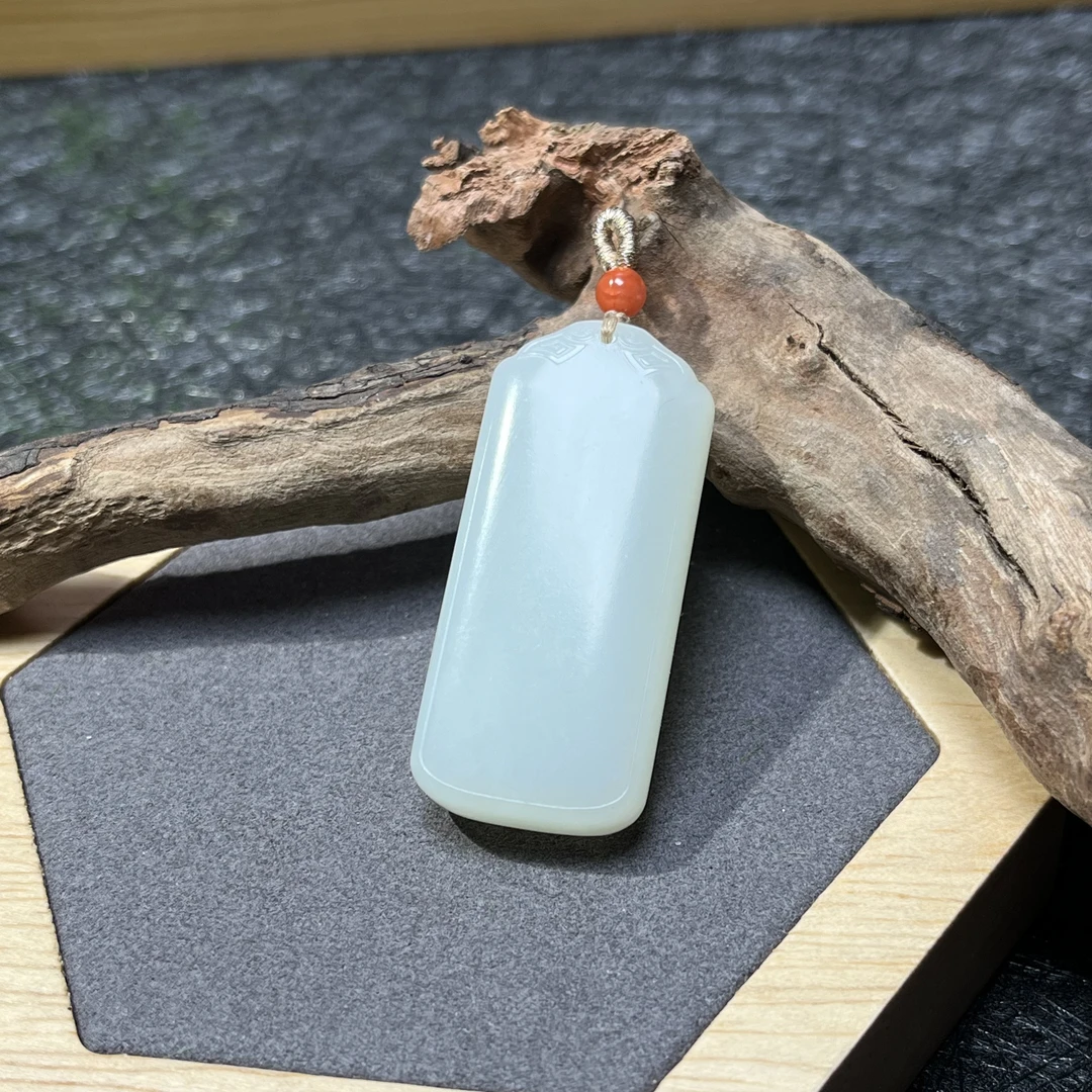 天然和田玉无事牌挂坠吊坠男士女士 简约时尚设计百搭国风优雅