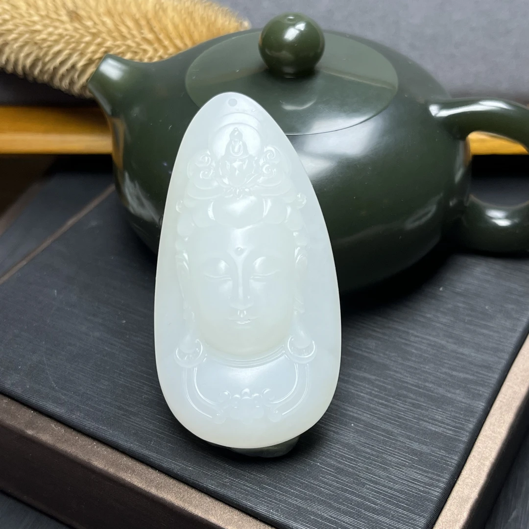 观音 挂件 把件 摆件 和田玉 新疆和田玉 羊脂白玉 羊脂玉 纯手工