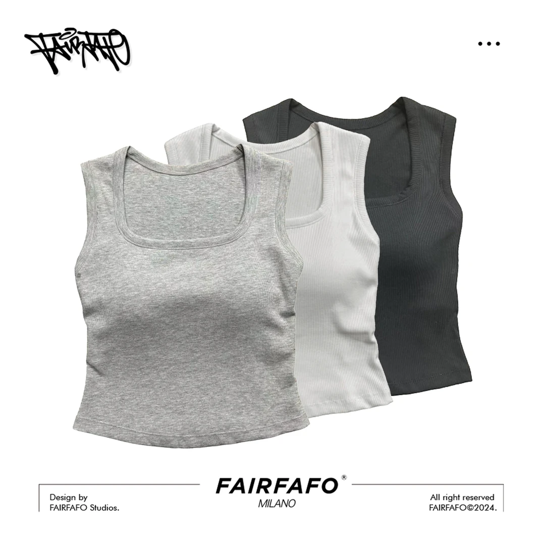 FAIRFAFO天鹅颈纯色背心SX24BX751显瘦运动瑜伽健身打底外穿修身