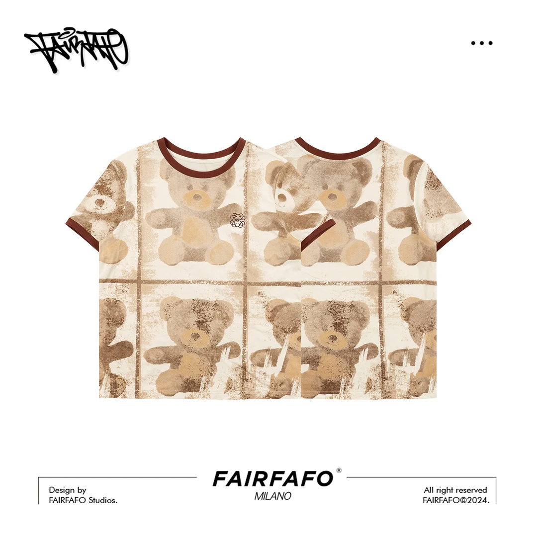 【小熊宝宝】印花短袖TXAL46044时尚休闲百搭夏季宽松圆领美式潮流