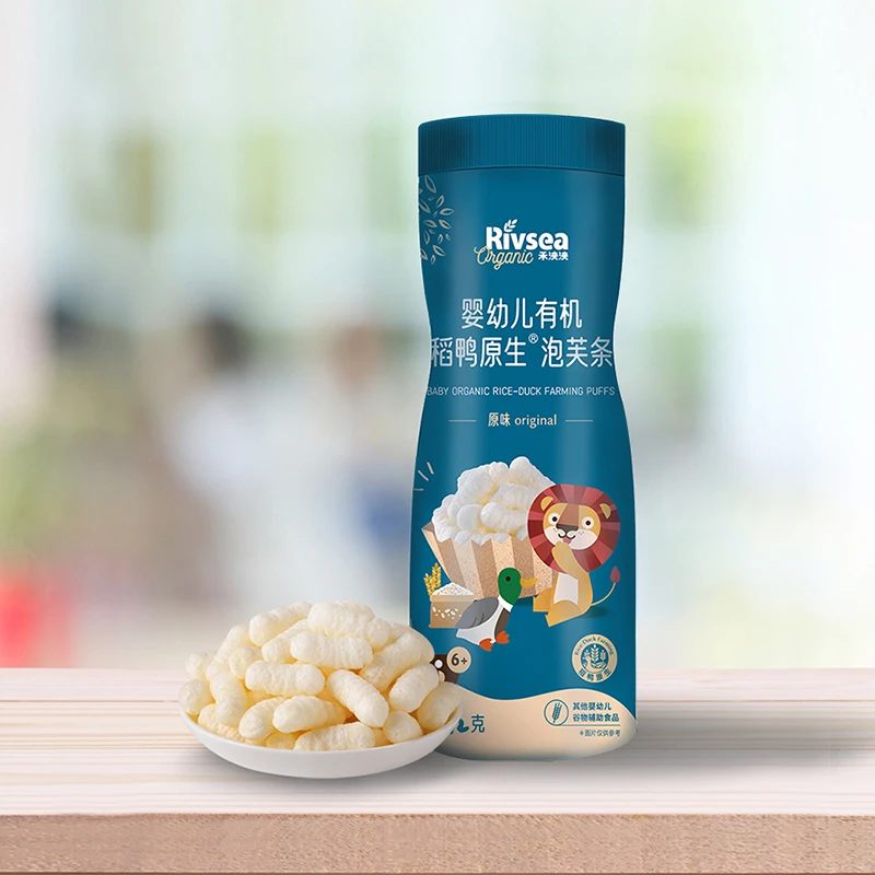 RIVSEA/禾泱泱禾泱泱婴幼儿有机稻鸭原生泡芙条(原味)32g儿童宝宝零食手指泡芙出行即食辅食爆米花