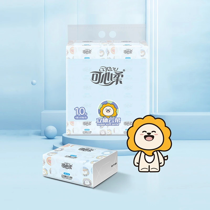 可心柔抽取式纸面巾纸100抽*10包新老混发抽纸餐巾纸巾