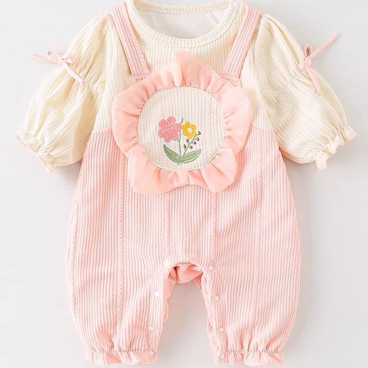 婴儿秋装衣服百天宴春秋季新生儿宝宝公主哈衣甜美外出服