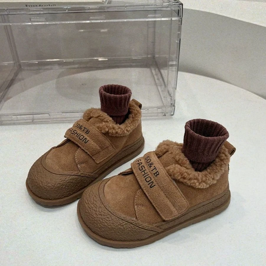 韩版儿童棉鞋2024冬季新款女外穿加厚毛毛鞋男童洋气加绒休闲鞋