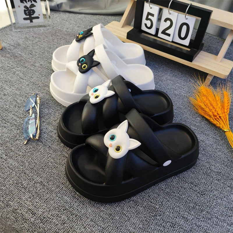 拖鞋女夏季多巴胺高跟踩屎感厚底增高沙滩鞋不累脚外穿时尚凉鞋女