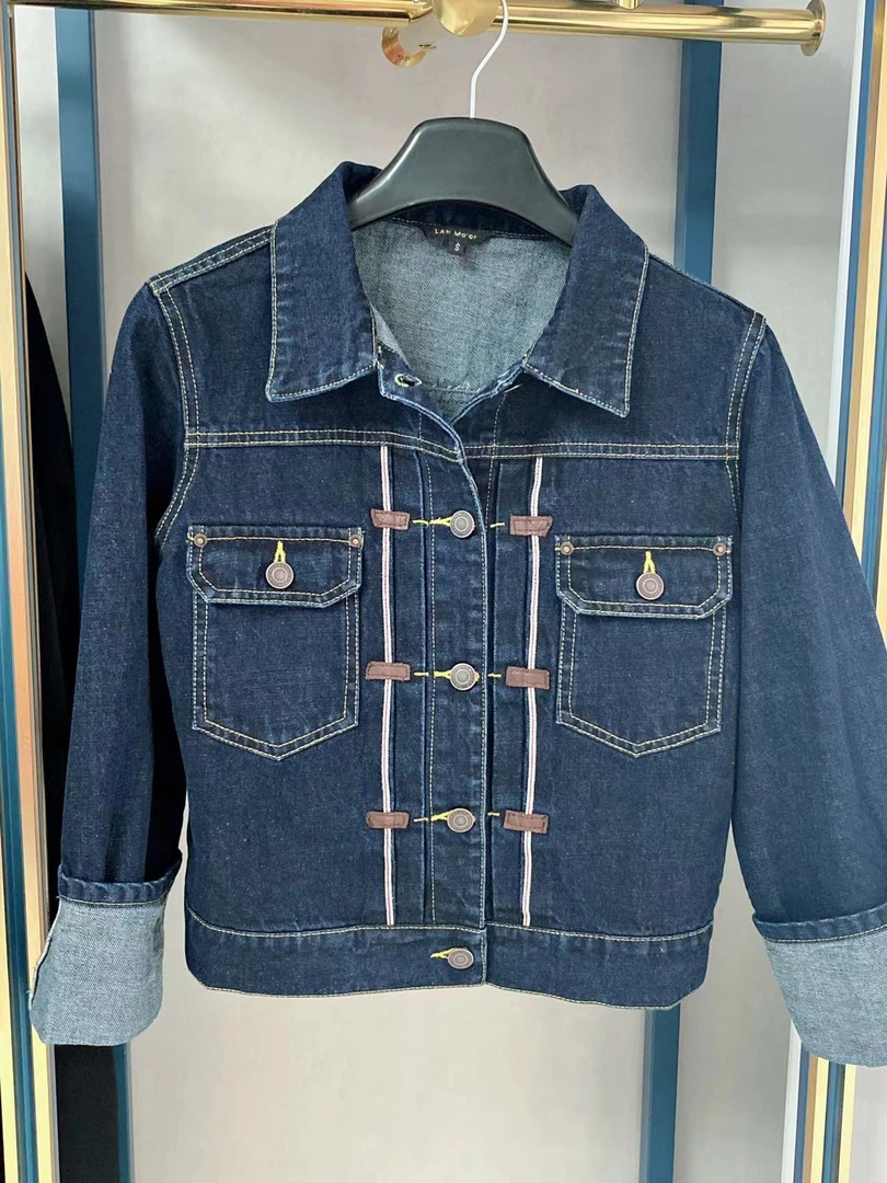 【澜墨儿】西子短款牛仔外套韩版春季潮流水洗女士蓝色百搭