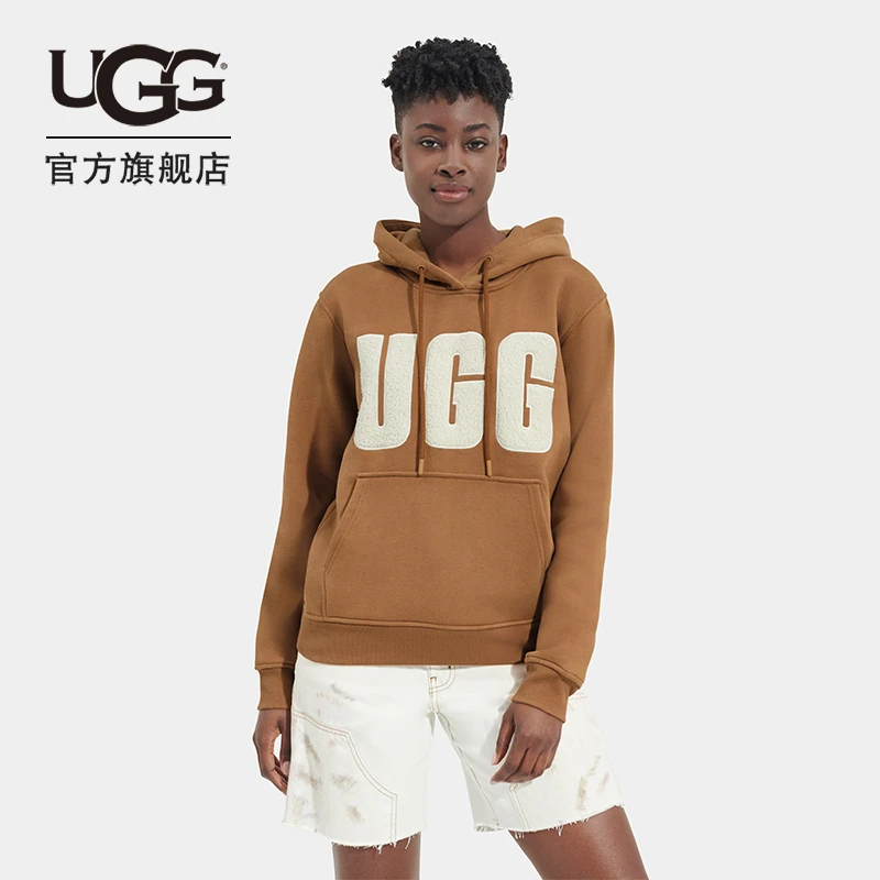 UGG秋季女士舒适上衣套头字母logo卫衣连帽衫休闲运动衫 1144506