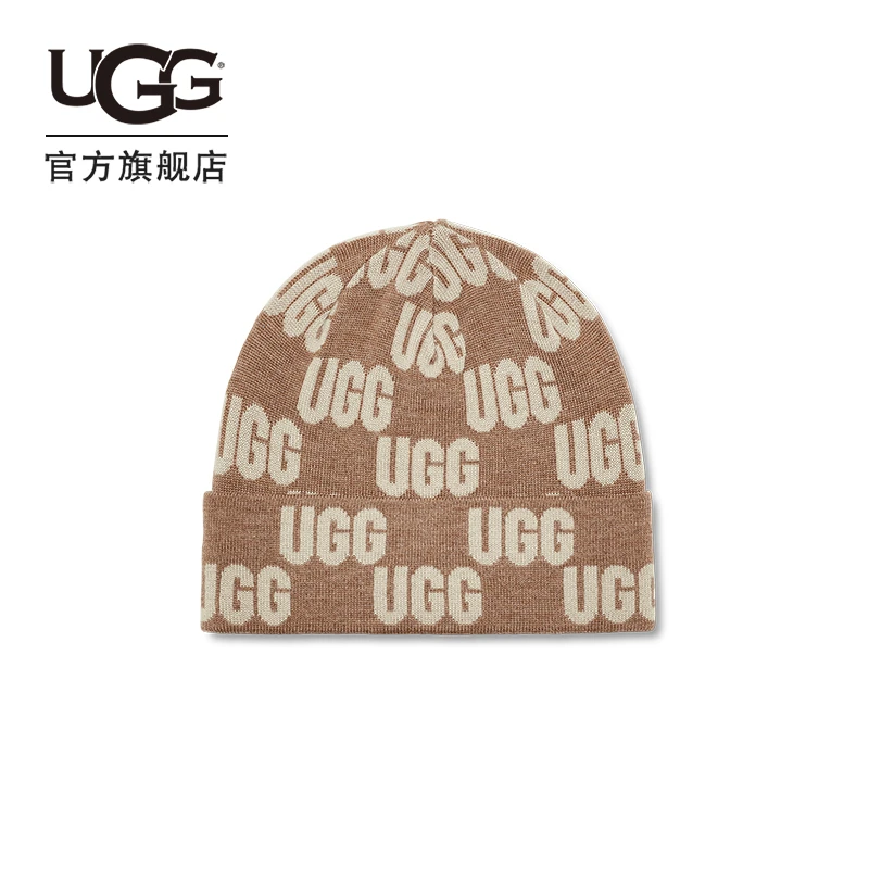 UGG秋季新款女士舒适LOGO款时尚保暖套头帽针织帽冷帽22663