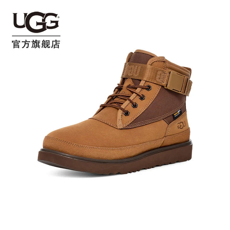 UGG秋季新款男士舒适平底系带束带搭扣休闲鞋时尚短靴1143985