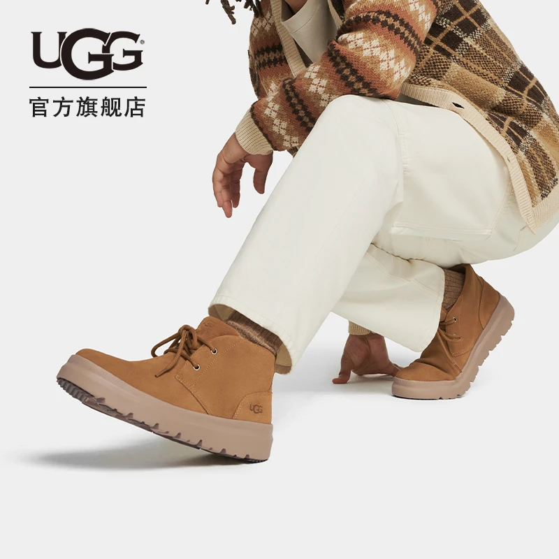 UGG秋季新款男士舒适平底系带纯色圆头时尚休闲短靴 1151773