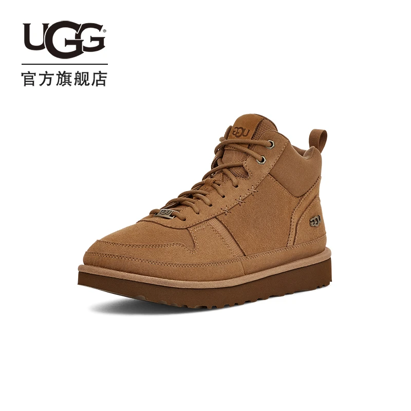 UGG秋季新款男士舒适平底纯色经典系带圆头时尚休闲鞋1144054