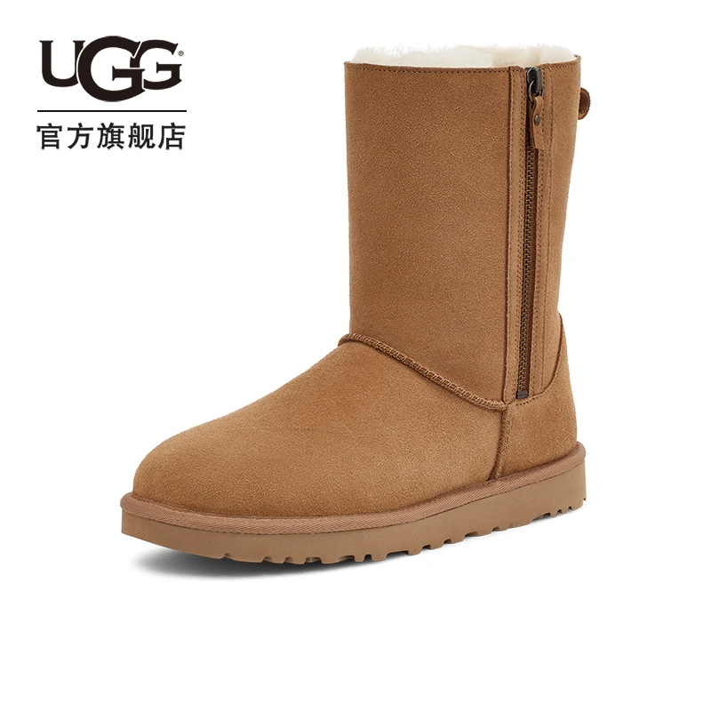 UGG冬季新款女士休闲舒适纯色双拉链款经典短靴雪地靴1153490