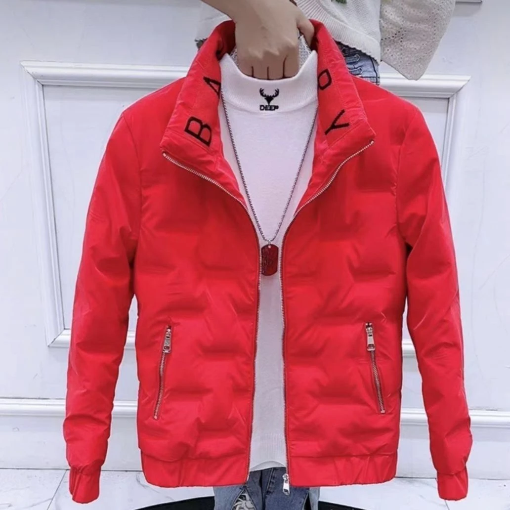 品质男装秋冬新款棉服外套韩版潮流穿搭立领轻薄修身短款男装外套