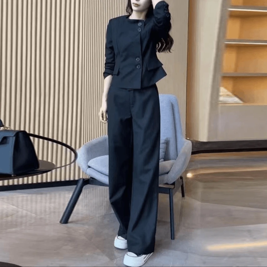 秋季时尚气质百搭显瘦上衣裤子两件套2024新款秋季胖妹妹遮肉套装