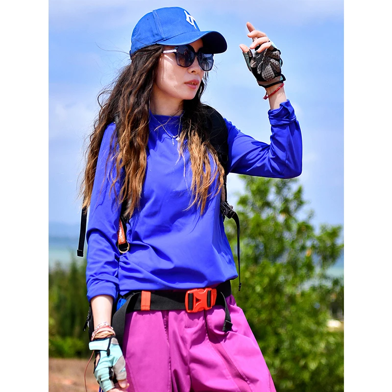 北京森林户外2024休闲运动原创重工朋克显瘦速干透气长袖T恤女式