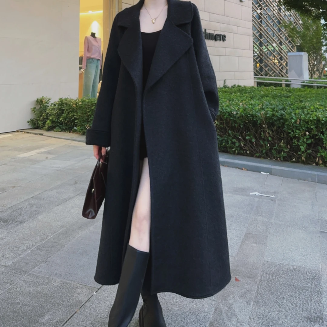 【小个子MM】秋冬新款加厚双面绵羊毛大衣女毛呢外套保暖气质加厚