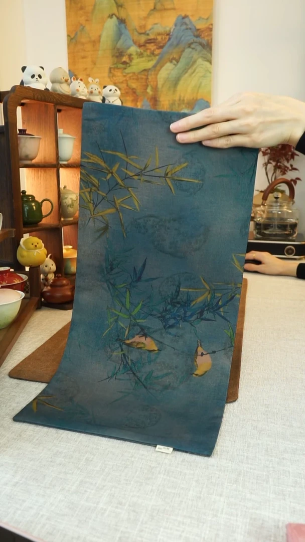 【闪购商品】其他竹林寻雀50*24双面织锦茶席