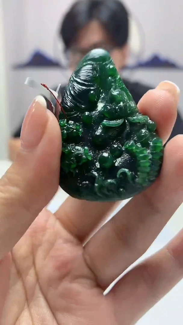 【闪购商品】定制翡翠未镶嵌4688ms-毛货71荷叶鱼