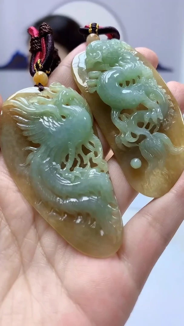 【闪购商品】定制翡翠未镶嵌4902ms-毛货龙凤35
