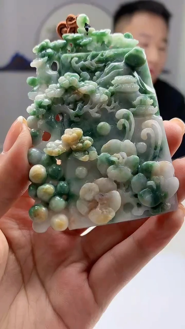 【闪购商品】定制翡翠未镶嵌4987ms-毛货12花鸟