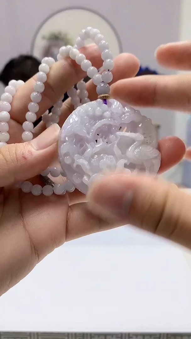 【闪购商品】定制翡翠未镶嵌4829bb-毛货347花鸟配珠链